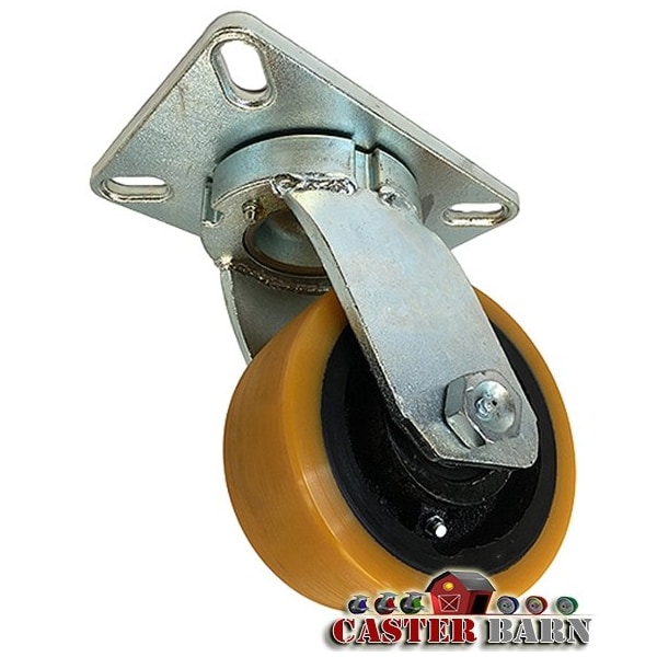 10"x3" Kingpinless Heavy Duty Swivel Caster, Super Poly on Iron Whe